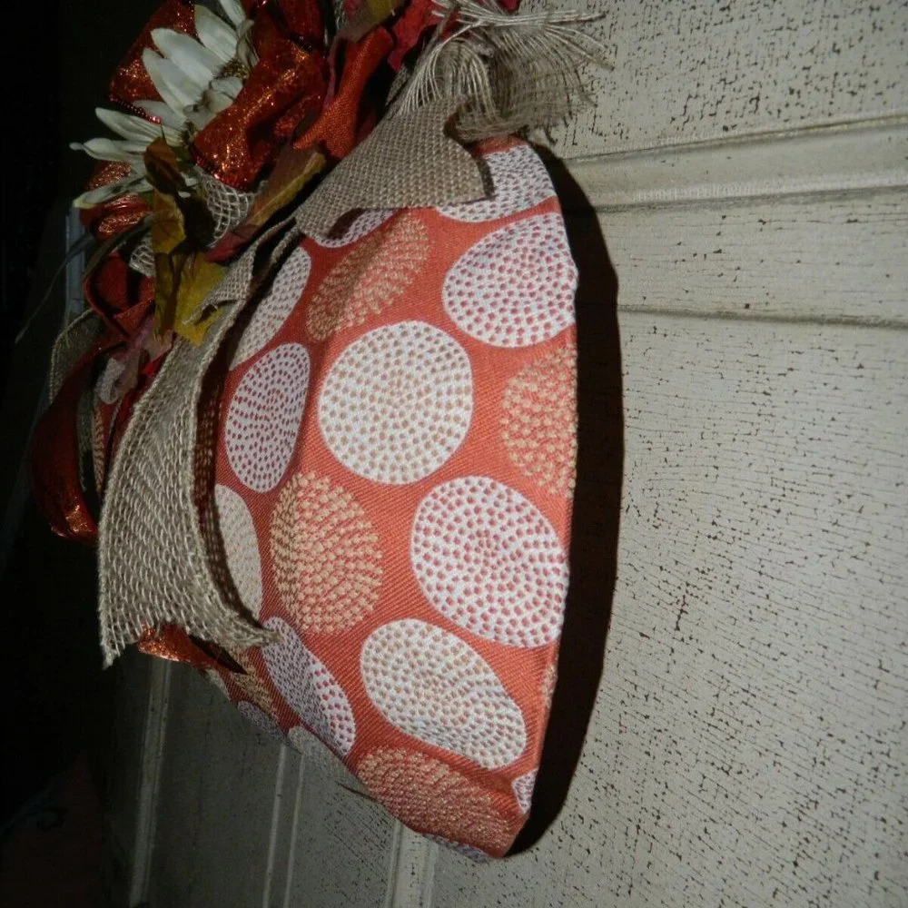 Handmade Halloween Fall Pumpkin Shape Door Wreath